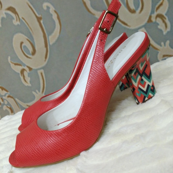 Bulle Collections Peep toe Slingback Heels Size 6 Brazil - Picture 1 of 8
